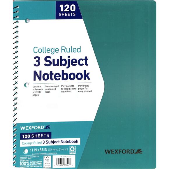 Wexford 2x 3 Subject and 1x 1 Subject Notebooks - Lot of 3 - Picture 3 of 4